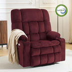 MCombo Oversized Power Lift Recliner Chair for Elderly, Dual Motor Lift Chair with Heat and Massage, Lay Flat Lift Chair for Big and Tall, Cup Holders, Fabric R7891 (Oversize, Burgundy)