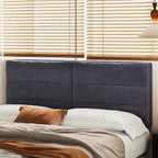 King Size Velvet Headboard Foldable Panels Backboard, Upholstered California King Head Board for Bedroom Adjustable Height from 42" to 56"-Grey