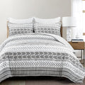 Lush Decor Hygge Geo Reversible 5 Piece Comforter Set, King, Black & White