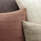 Foindtower Set of 2 Decorative Linen Check Throw Pillow Covers Neutral Farmhouse Vintage Cushion Covers Modern Boho Home Decor for Sofa Chair Couch Bedroom Living Room,26×26 Inch,Autumnal Red