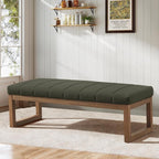 52.7" Bedroom Bench for End of Bed, Modern Upholstered Teddy Fabric Entryway Bench & Dining Bench, Footrest Stool Bench with Solid Wood Frame for Bedroom, Living Room (Green)
