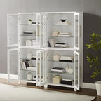 Crosley Furniture Roarke 2-Piece Glass Door Kitchen Pantry Storage Cabinet Set, Living Room, Entryway, White