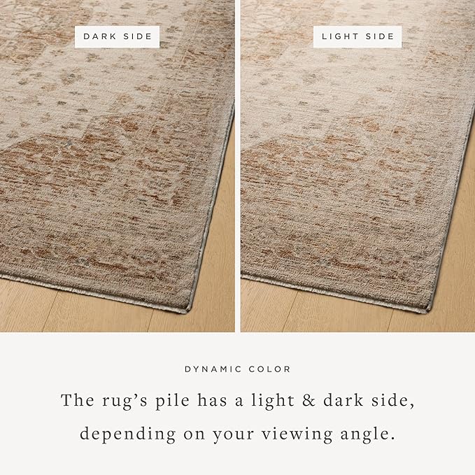 Loloi Magnolia Home by Joanna Gaines Junie Collection JUE-04 Natural/Clay 6'-7" x 9'-10", .38" Pile Height, Area Rug