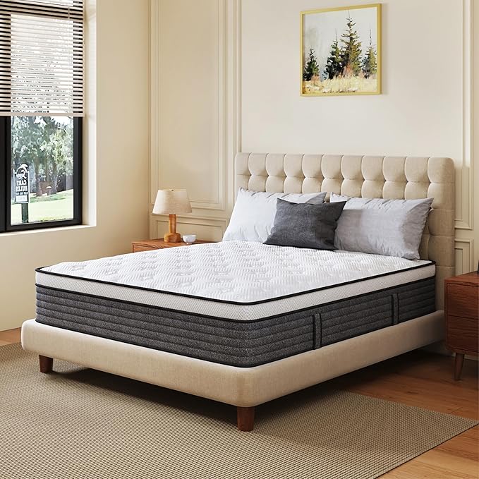 CH CHARME HOUSE Twin XL Mattress, 12 Inch Twin XL Size Hybrid Mattress in a Box, Medium Feel Foam and Individual Pocket Springs, Extra Edge Support, Pressure Relief, CertiPUR-US
