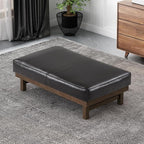 Christopher Knight Home Hillman PU Ottoman with Wood Frame,Rectangular Upholstered Footrest Bench,Non Storage Faux Leather Ottoman Bench for Living Room Bedroom Entryway Home Decor,Brown