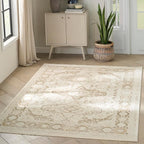Nourison Home Pardis Ivory Beige 4' x 6' Area Rug - Easy Clean, Non Shedding, Bed Room, Living Room, Dining Room, Kitchen (4' x 6')