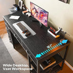 Huuger Computer Desk with 6 Drawers, 47 Inch Office Desk with Shelves, Reversible Gaming Desk, Corner Desk with Storage, Work Desk for Home Office, Study, Living Room, Black