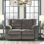 Signature Design by Ashley Tulen Modern Manual Pull Tab Reclining Loveseat, Dark Gray