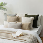 a moment Linen Pillow Covers Set of 2,Boho Farmhouse Throw Pillowcases Neutral Textured Decorative Covers for Couch Sofa Bed, Soft Linen Blend Accent Case Cushion Home Decor 20"x20"Light Grey