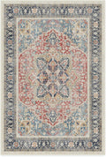 RUGGABLE Washable Vintage Area Rug – Kamran Cayenne Red 4x6, Stain-Resistant, Non-Slip – Medium Machine Washable Rugs for Living Room, Bedroom, Hallway, Entryway & Office–with Cushioned Pad