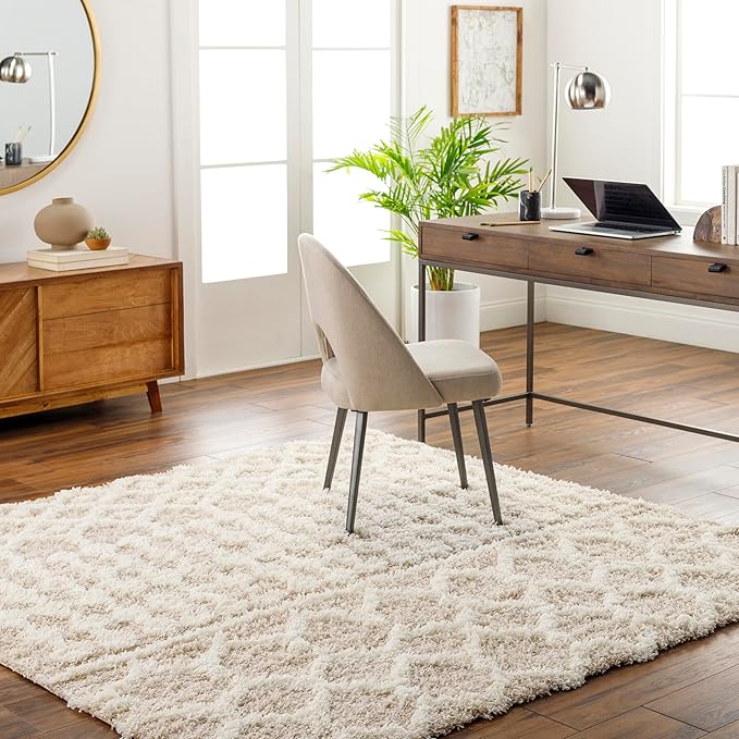 Livabliss Hapsburg Moroccan Shag Area Rug, 6'7" Square, Beige