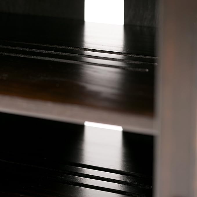 SIMPLIHOME Amherst 54-inch Wide Solid Wood TV Stand in Hickory Brown, Transitional-Style Media Console for Living Room with Adjustable Shelves and Cable Management