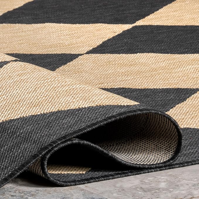 nuLOOM 8' x 10' Outdoor Performance Area Rug, Stain Resistant, Weather Resistant, High Traffic, Patio, Balcony, Outside, Sabina Dark Grey