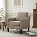VKNOW Mid Century Modern Accent Chair, Upholstered Living Room Chairs Armchair for Bedroom, Comfy Reading Accent Chairs with Wood Legs for Living Room, Brown