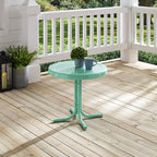 Crosley Furniture Griffith Weather Resistant Retro Metal Outdoor Side Table for Patio, Deck, Porch, Aqua