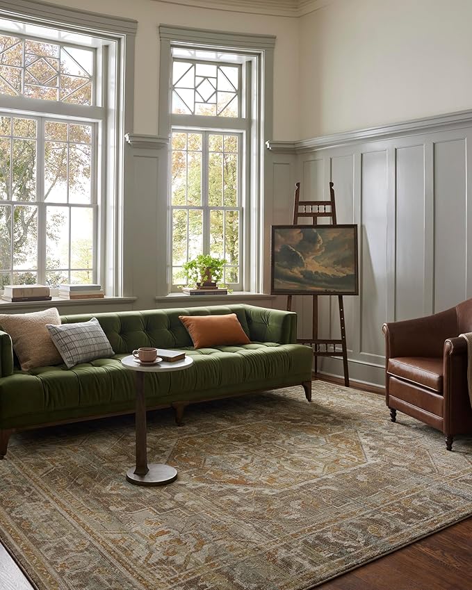 Loloi Magnolia Home by Joanna Gaines Mona Collection MOA-01 BARK/Sunrise 3'-7" x 5'-7" Accent Rug