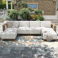 HERA'S HOUSE 6 Pieces Patio Furniture Set, 4 Sectional Outdoor Rattan Wicker Sofa with 2 Ottomans, All Weather Patio Conversation Set with 5.3" Widened Armrest, 10" Ultra Thick Comfy Cushion for Deck