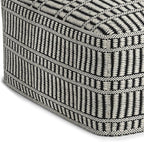 SIMPLIHOME Safford 20-inch Wide Pouf in Black and White, Handwoven Outdoor/Indoor Boho-Style Ottoman for Living Room, Bedroom, or Patio, Weather-Resistant, UV-Protected, Assembled