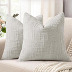 decorUhome Light Grey Chenille Throw Pillow Covers 26x26 Set of 2 Thick Textured Slubby Couch Pillow Covers Farmhouse Accent Modern Neutral Decorative Pillow Cases for Bed Sofa Living Room