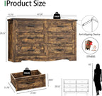 Dresser for Bedroom with 6 Drawers, 48" Wide Wood Chest of Drawers with Deep Drawers & Mental Handle, Wooden Dresser TV Stand, Modern Closet Storage Organizer for Living Room, Hallway, Entryway, Brown