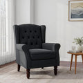 Accent Chair, Upholstered Armchair with Button Tufted High Back & Solid Wood Legs, Comfy Wingback Reading Single Sofa Chair for Small Spaces, Living Room, Bedroom-Blue,1 SEAT