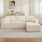 106" Cloud Modular Sectional Sofa Couch with L-Shape Chaise,Modern Boneless Sectional Couch with Deep Seat,Upholstered Couches for Living Room Bedroom,No Assembly Required,Beige
