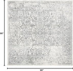 SAFAVIEH Evoke Collection Area Rug - 8' Square, Ivory & Grey, Distressed Design, Non-Shedding & Easy to Clean, Ideal for Living Room, Bedroom, Dining Space (EVK256F)