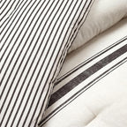 Lush Decor Farmhouse Stripe Reversible Cotton Comforter Set, 3 Piece Set, King, Black - Cozy Farmhouse Bedding Set - Rustic Decor - Striped Comforter - Modern Farmhouse Bedroom Decor