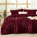 Bedsure Tufted Boho Comforter Set Twin Size - Dark Red Boho Bed Set, GentleSoft™ 2 Pieces Farmhouse Shabby Chic Embroidery Bedding, Gifts for Woman, Soft Jacquard Twin Comforter for All Seasons