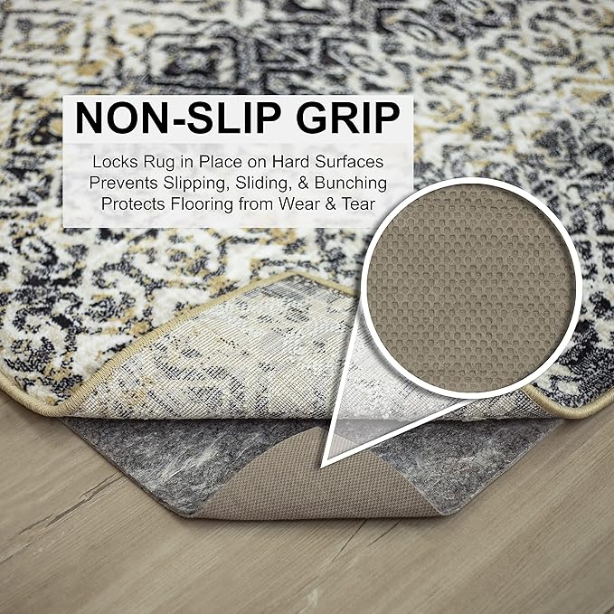 Mohawk Home 3' x 12' Non Slip Rug Pad Gripper 1/2 Thick Dual Surface Felt + Rubber Gripper - Safe for All Floors