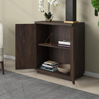Henn&Hart 28" Fluted Wooden Accent Cabinet, Modern Ribbed Sideboard Buffet Cabinet with 2 Doors and an Adjustable Shelf for Living Room, Dining Room, Bedroom or Entryway, Alder Brown