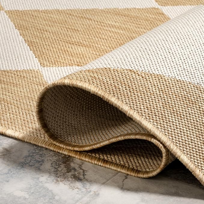 nuLOOM 10' x 14' Outdoor Performance Area Rug, Stain Resistant, Weather Resistant, High Traffic, Patio, Balcony, Outside, Sabina Tan