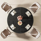 Tribesigns Round Dining Table for 4-6, 47-Inch Modern Circle Kitchen Table with Fluted Round Base, Farmhouse Wood Dinner Table for Dining Room, Kitchen, Living Room, Black