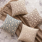 Foindtower Set of 2 Decorative Neutral Floral Throw Pillow Covers Accent Farmhouse Cushion Covers Boho Vintage Pillowcase for Couch Sofa Bedroom Living Room Home Decor,18×18 Inch,Dusty Blue