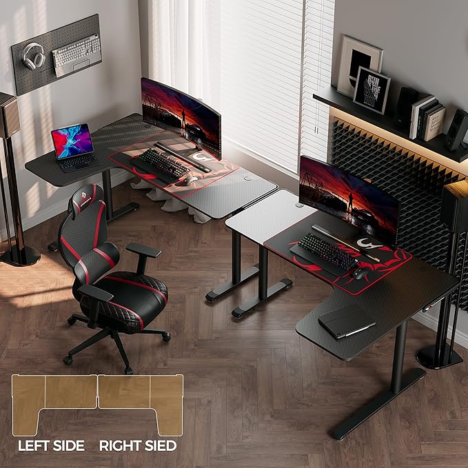 EUREKA ERGONOMIC L Shaped Gaming Desk, 60 Inch L60 Home Office Corner PC Computer Gamer Table Large Writing Workstation Gifts w Mouse Pad Cable Management, Space Saving, Easy to Assemble, Left, Black