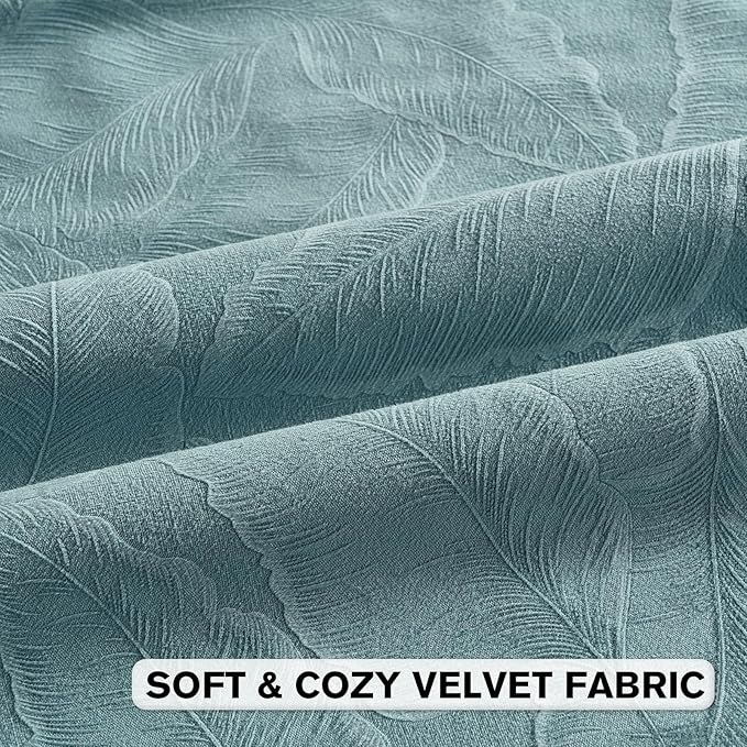 FUTEI Grey Blue Velvet Throw Pillow Covers 18x18 Inch Set of 2,Soft Embossed Leaf-Relief Textured Cushion Cases,Natural Home Decor for Couch Living Room
