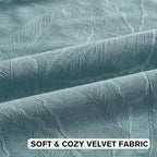 FUTEI Grey Blue Velvet Throw Pillow Covers 18x18 Inch Set of 2,Soft Embossed Leaf-Relief Textured Cushion Cases,Natural Home Decor for Couch Living Room