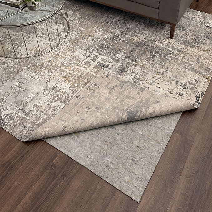 Mohawk Home 10' x 14' Non Slip Grip Rug Pad 3/8" Thick Dual Surface Felt Cushion + Rubber Gripper - Safe for All Floors