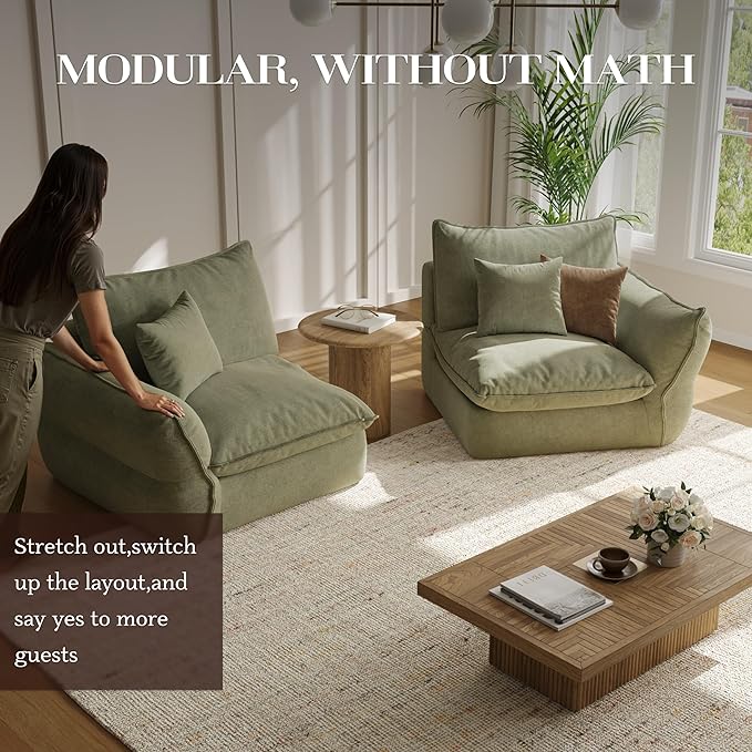 81'' Down Blend Loveseat, Deep Seat Cloud Sofa with Feather-Filled Cushions, Ultra Soft Sink-in Comfort Couch for Living Room, Modern Oversized Sofa – Sage Mist