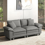 HERA'S HOUSE 88" Modular Sectional Sofa, Loveseat Couches for Living Room, Comfy Cloud Couch 2-Seater Deep Seat Sofa with Throw Pillow, Corduroy Grey