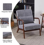 Accent Chairs, Set of 2 Mid-Century Modern Chair with Pillow, Armchair with Solid Wood, Reading Relaxing Leisure Chair for Living Room（Dark Grey）