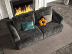 EASE MOOSE Boneless Couch for Living Room, Sectional Cloud Sofa, Modular Cloud Couch Loveseat, 2-Seater Deep Seat Sofas with Pillow for Bedroom, Apartment, No Assembly Required, Chenille (Dark Grey)