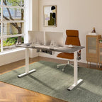 FLEXISPOT EN2 Whole-Piece Standing Desk with Clamp Power Strip, 60 x 24 Electric Stand Up Height Adjustable Desk with Cable Management (White Frame + 60" Gray Wood Grain Desktop, 2 Packages)