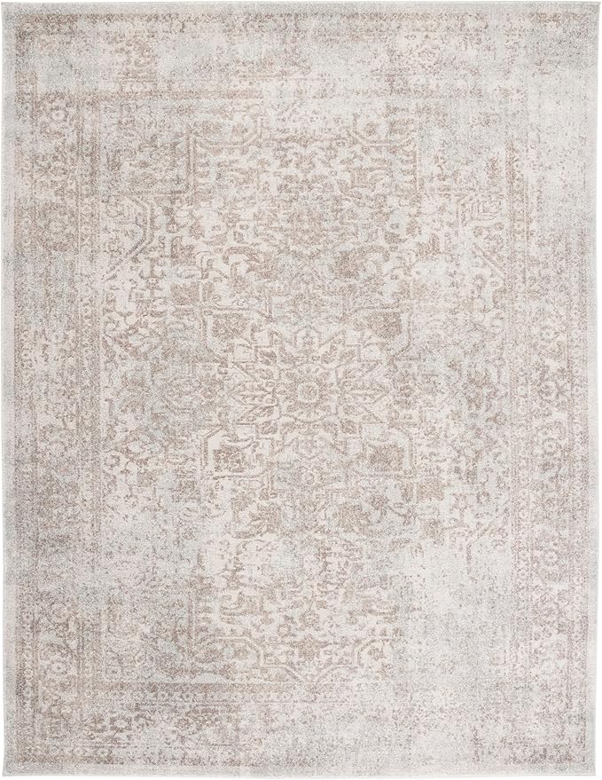 SAFAVIEH Area Rug 11x15 - Evoke Collection - Large - Ivory & Taupe, Distressed Design, Non-Shedding & Easy to Clean, Ideal for Living Room, Bedroom, Dining Space (EVK256E)