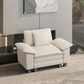 HERA'S HOUSE 54" Modular Sectional Sofa Couches for Living Room, Comfy Cloud Couch 1-Seater Deep Seat Sofa with Throw Pillow, Corduroy Beige