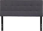 EMMA + OLIVER Quilted Tufted Upholstered Full Size Headboard in Dark Gray Fabric