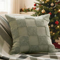 Double Stitch 100% Cotton Throw Pillow Covers - Checkered Tufted Boho Decorative Pillow Covers 20x20, Made in India, Square Cushion Case, Modern Home Decor for Couch, Sofa, Living Room, Sage Green