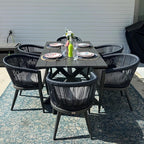 PURPLE LEAF Outdoor Dining Set for 10 All-Weather 12 Pieces Patio Aluminium Dining Large Table and Rope Weave Chairs Included Cushions for Backyard Indoor Modern Patio Furniture Set Gray and Navy
