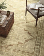 Loloi Magnolia Home by Joanna Gaines Sinclair Collection SIN-02 Khaki/Tobacco 2'-3" x 3'-9", .25" Pile Height, Machine Washable, Accent Rug