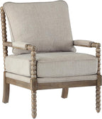 DUHOME Linen Fabric Spindle Accent Chair with Wood Frame,Modern Accent Chairs with Padded Spring Seat and Brushed White Base for Living Room Bedroom Farmhouse Home Office Belcony